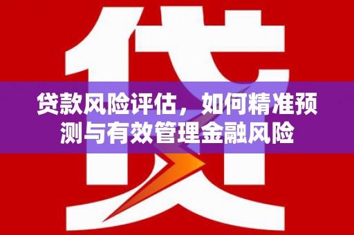 台儿庄贷款风险评估，如何精准预测与有效管理金融风险