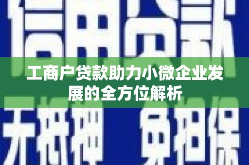 台儿庄工商户贷款助力小微企业发展的全方位解析