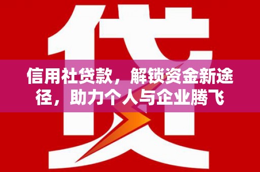 台儿庄信用社贷款，解锁资金新途径，助力个人与企业腾飞