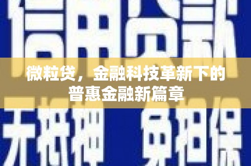 台儿庄微粒贷，金融科技革新下的普惠金融新篇章